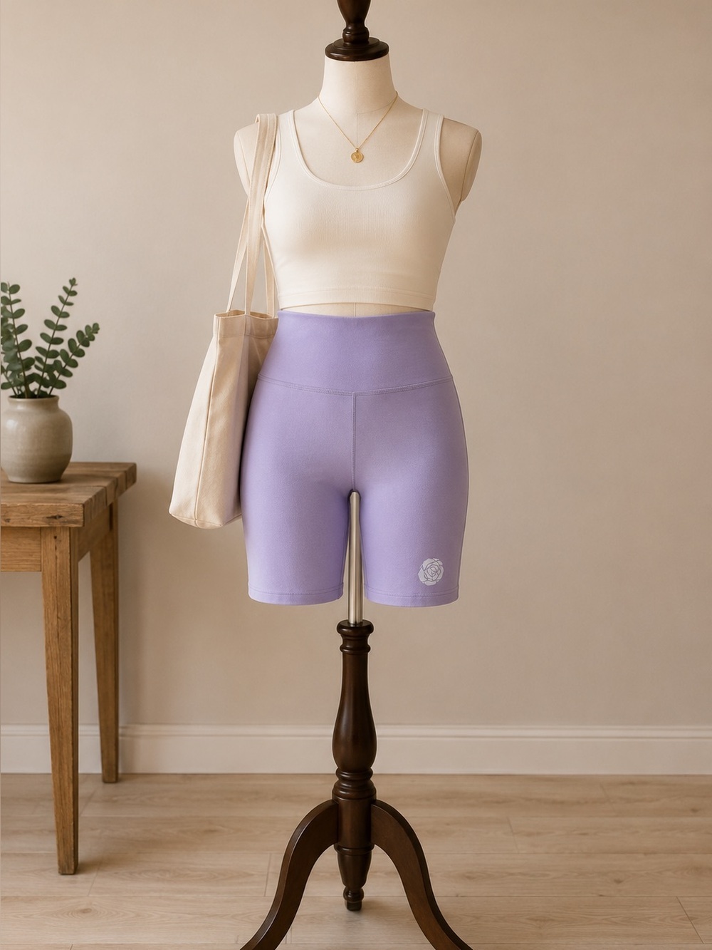 Rose Buddha Nouvelle Lune High Rise Biker Shorts Misty Lilac Size 4 Yoga Pilates